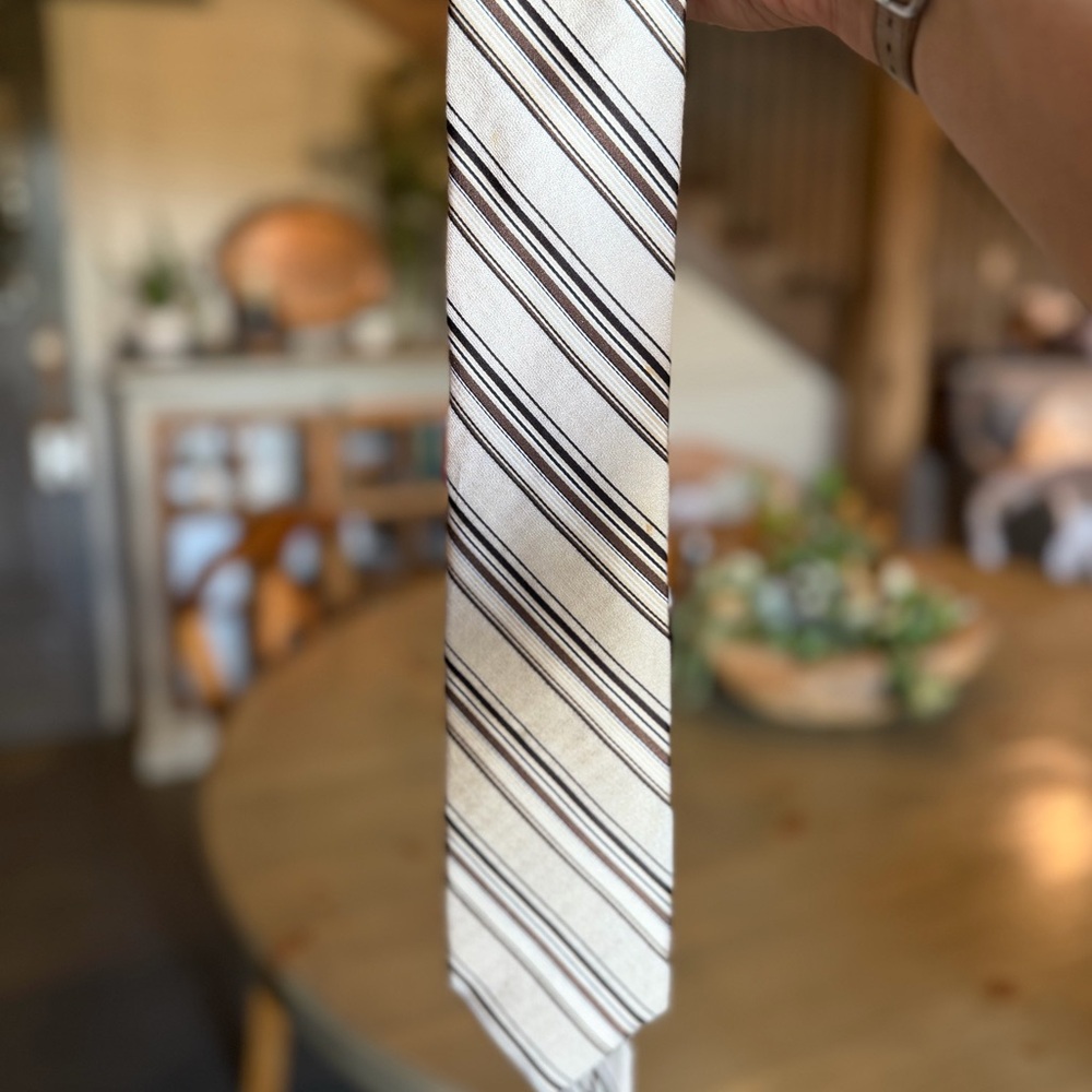 Robert Talbott Cream and Brown Striped Finest Silk Tie